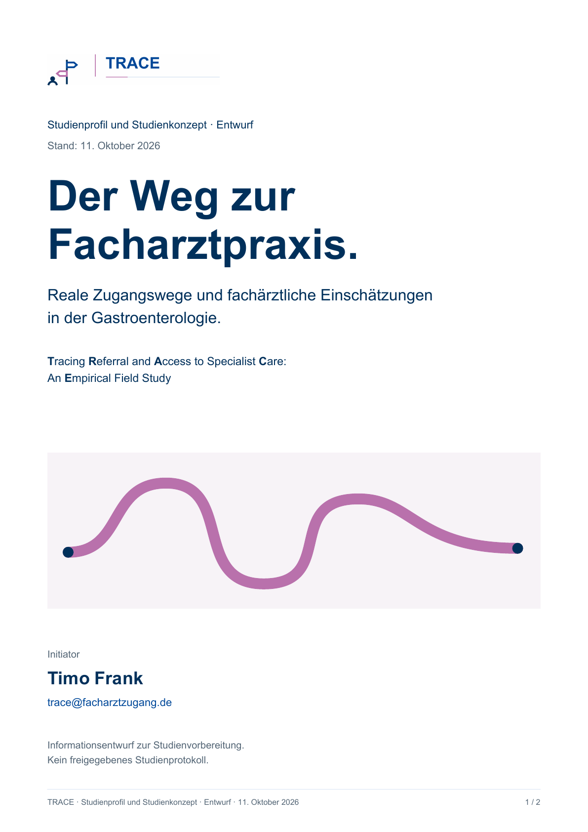 Deckblatt des TRACE-Studienprofils: Der Weg zur Facharztpraxis